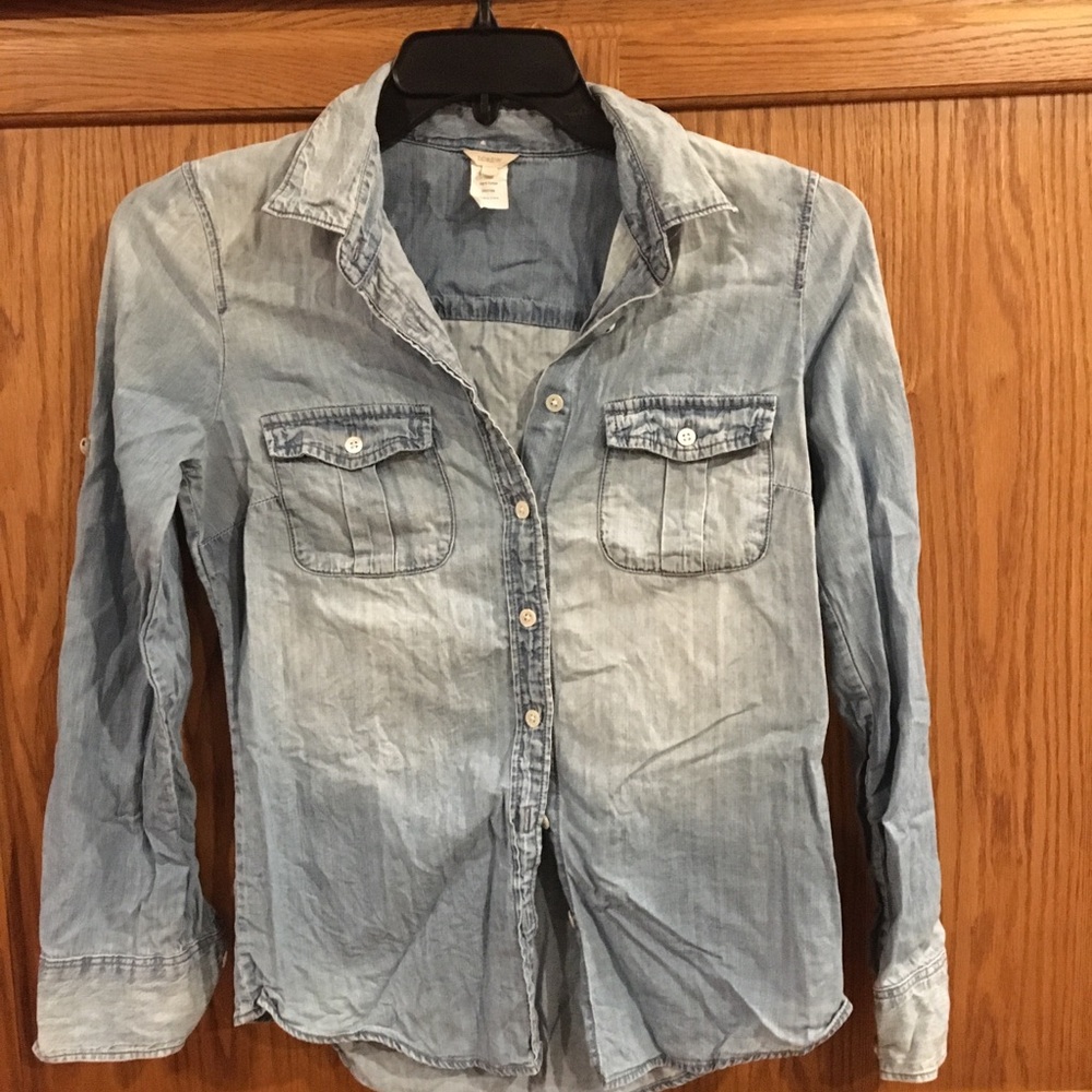 Light Blue Denim Button-Up Shirt